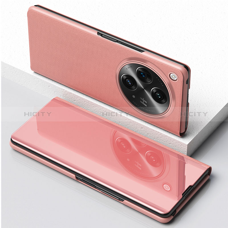 Funda de Cuero Cartera con Soporte Carcasa QH1 para OnePlus Open 5G Oro Rosa