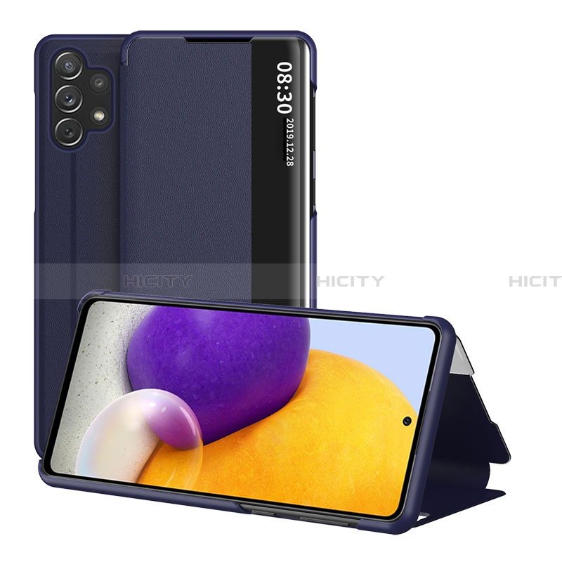 Funda de Cuero Cartera con Soporte Carcasa QH1 para Samsung Galaxy A32 4G Azul