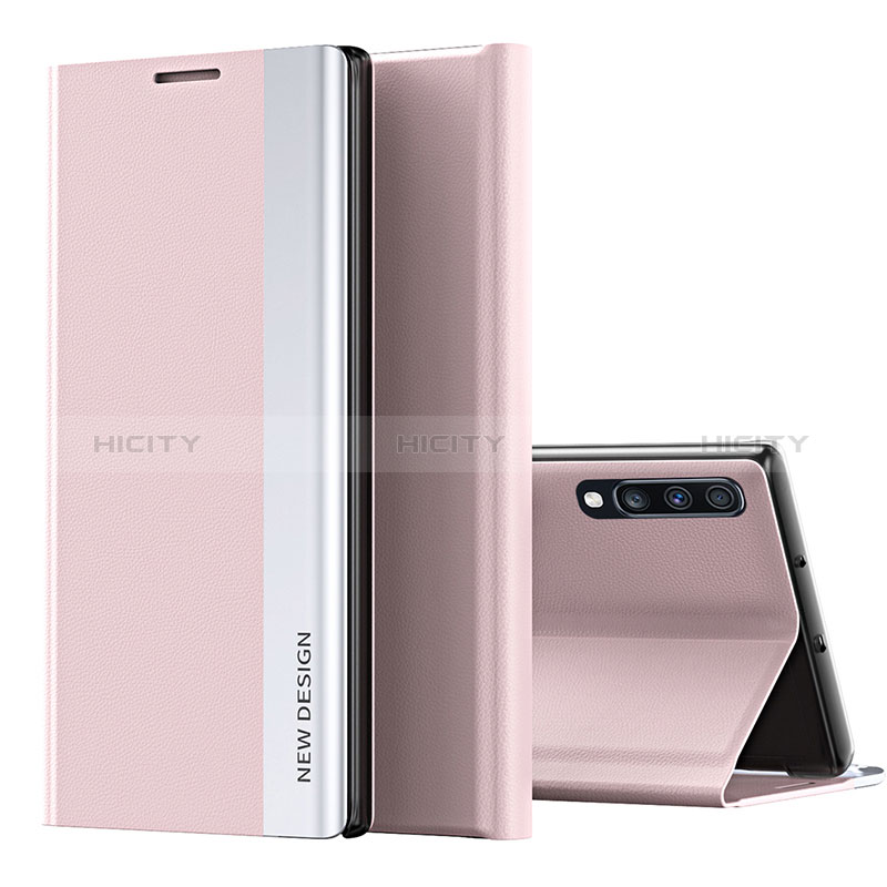 Funda de Cuero Cartera con Soporte Carcasa QH1 para Samsung Galaxy A70 Oro Rosa