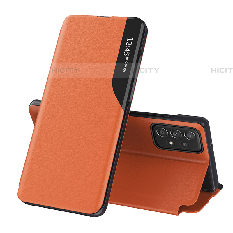 Funda de Cuero Cartera con Soporte Carcasa QH1 para Samsung Galaxy A73 5G Naranja