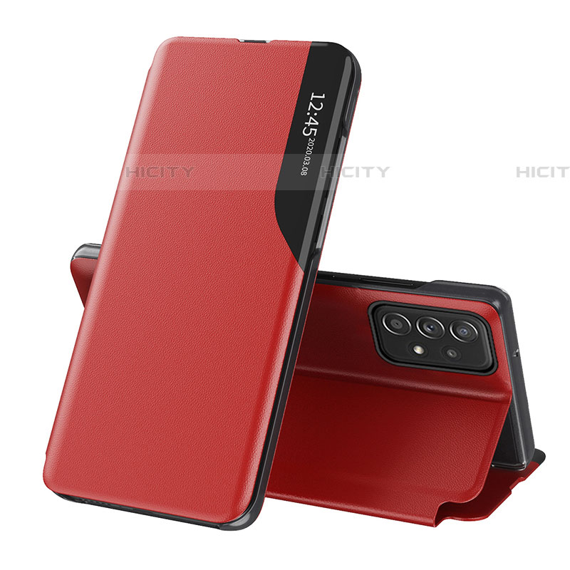 Funda de Cuero Cartera con Soporte Carcasa QH1 para Samsung Galaxy A73 5G Rojo