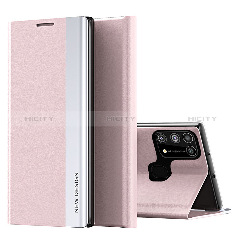 Funda de Cuero Cartera con Soporte Carcasa QH1 para Samsung Galaxy M31 Prime Edition Oro Rosa