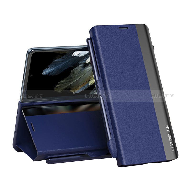 Funda de Cuero Cartera con Soporte Carcasa QH2 para Oppo Find N3 5G Azul