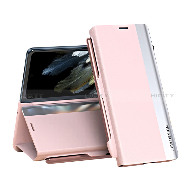 Funda de Cuero Cartera con Soporte Carcasa QH2 para Oppo Find N3 5G Rosa