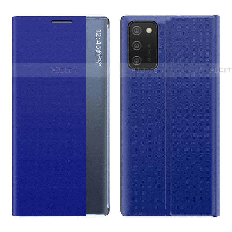 Funda de Cuero Cartera con Soporte Carcasa QH2 para Samsung Galaxy A03s Azul