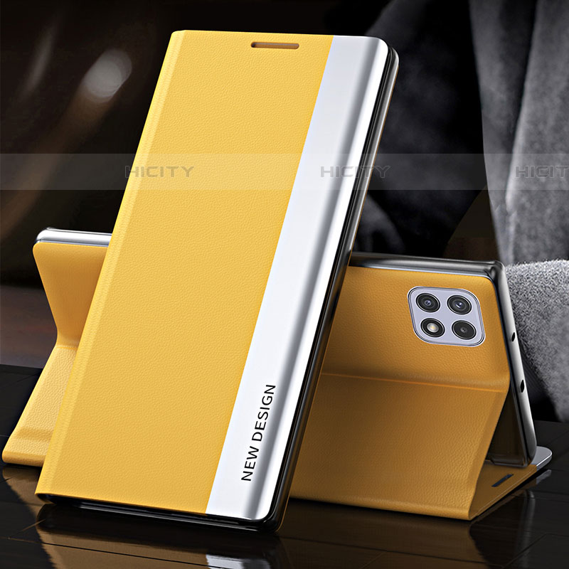 Funda de Cuero Cartera con Soporte Carcasa QH2 para Samsung Galaxy F42 5G Amarillo