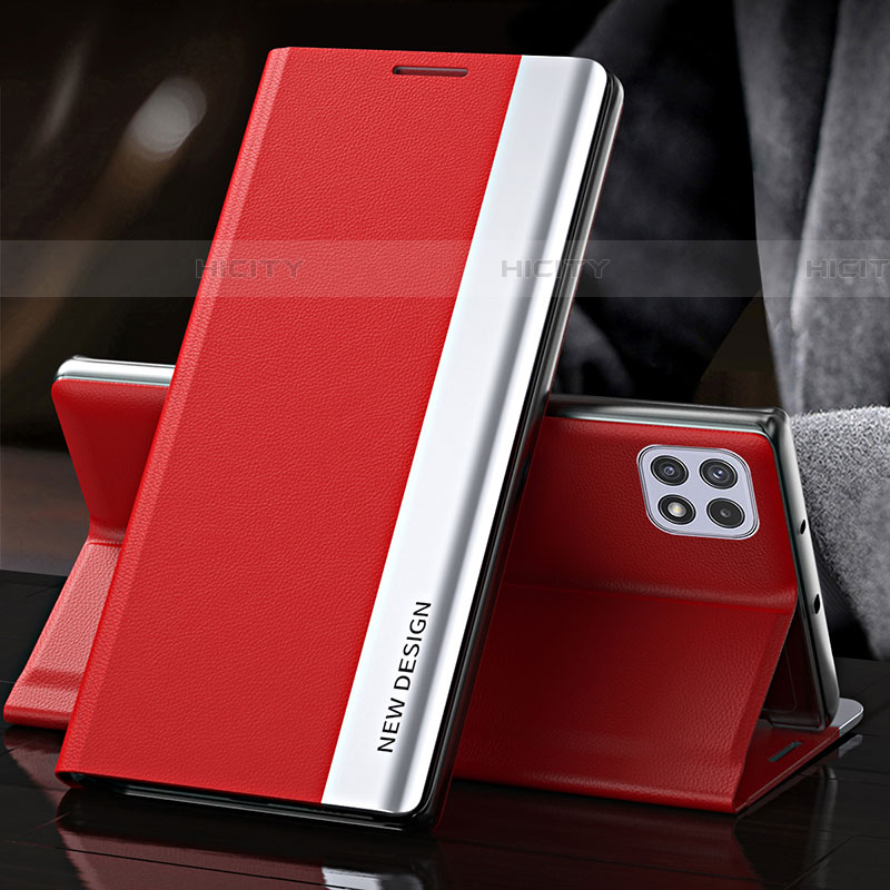 Funda de Cuero Cartera con Soporte Carcasa QH2 para Samsung Galaxy F42 5G Rojo