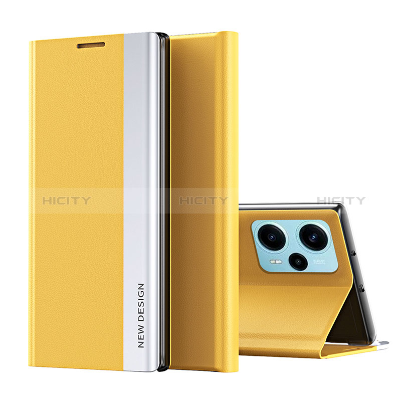 Funda de Cuero Cartera con Soporte Carcasa QH2 para Xiaomi Poco F5 5G Amarillo