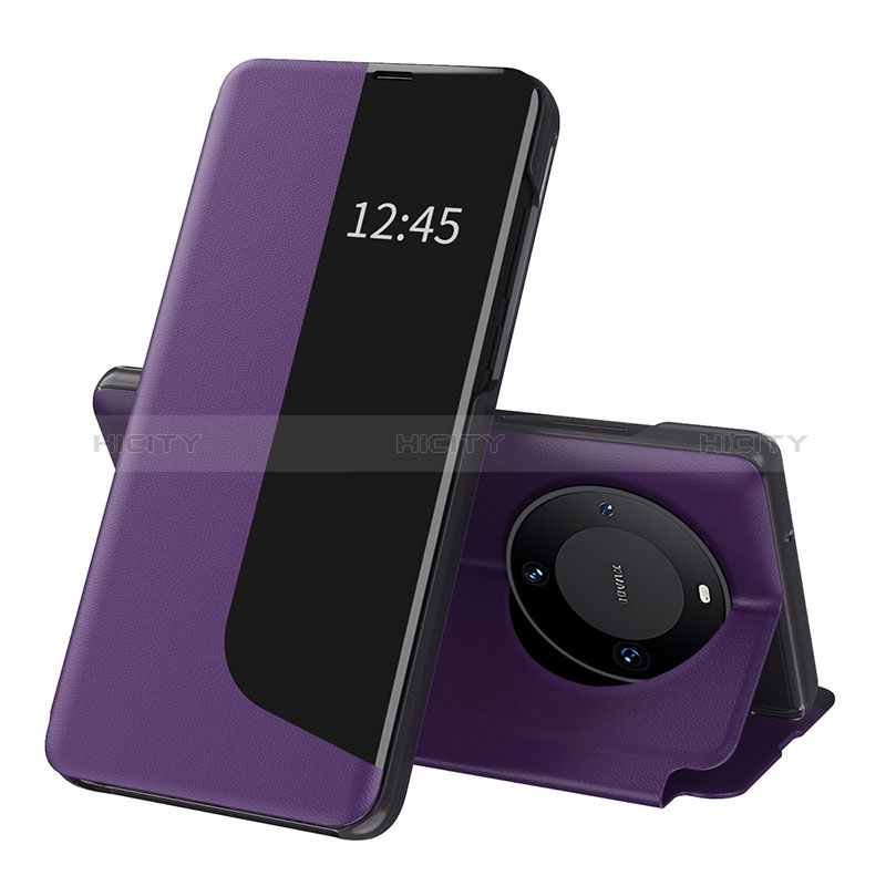 Funda de Cuero Cartera con Soporte Carcasa QH3 para Huawei Mate 60 Pro Morado