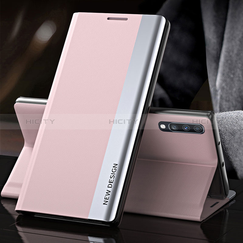 Funda de Cuero Cartera con Soporte Carcasa QH3 para Samsung Galaxy A70 Oro Rosa