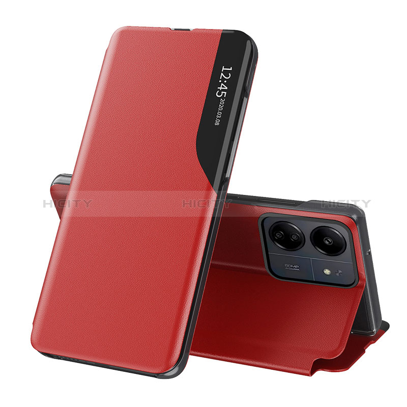 Funda de Cuero Cartera con Soporte Carcasa QH3 para Xiaomi Poco C65 Rojo