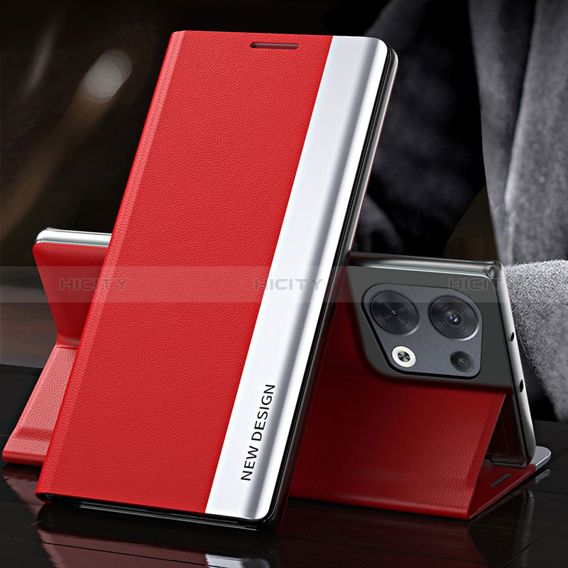 Funda de Cuero Cartera con Soporte Carcasa QH4 para Xiaomi Redmi Note 13 5G Rojo