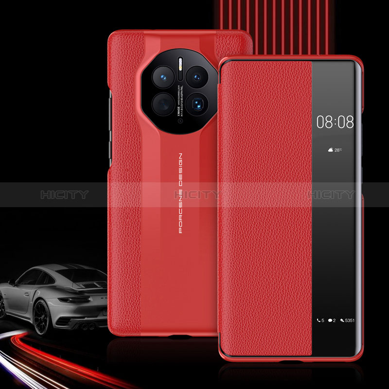 Funda de Cuero Cartera con Soporte Carcasa QK2 para Huawei Mate 50 Pro Rojo