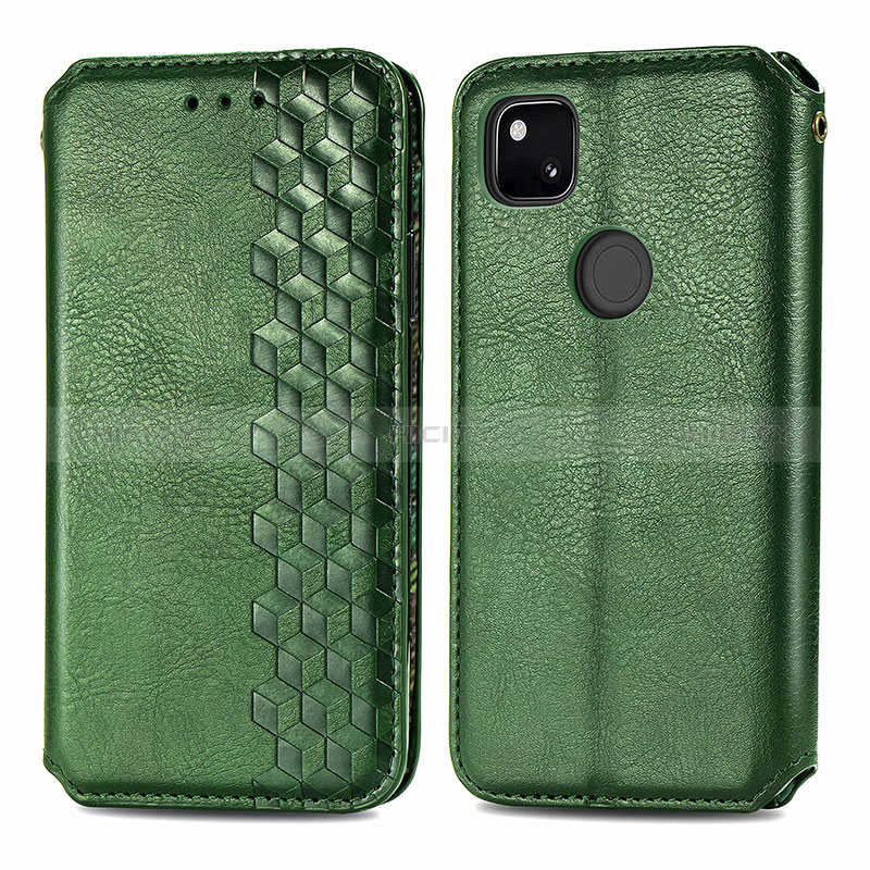 Funda de Cuero Cartera con Soporte Carcasa S01D para Google Pixel 4a Verde