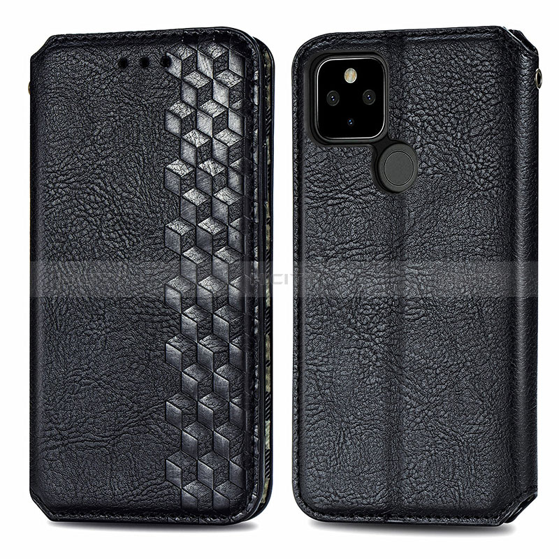 Funda de Cuero Cartera con Soporte Carcasa S01D para Google Pixel 5a 5G Negro