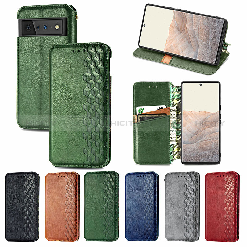 Funda de Cuero Cartera con Soporte Carcasa S01D para Google Pixel 6 Pro 5G