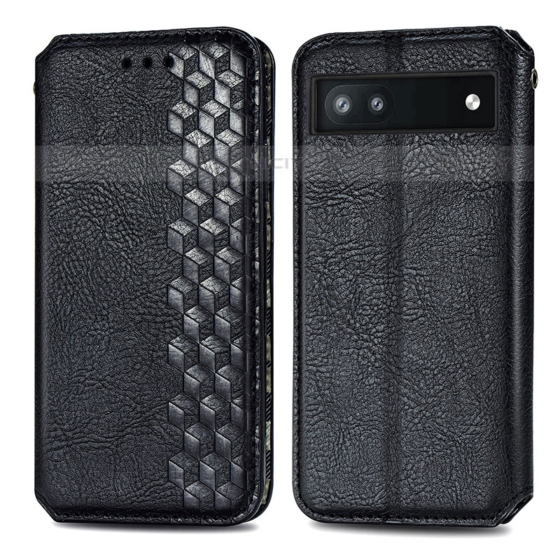 Funda de Cuero Cartera con Soporte Carcasa S01D para Google Pixel 6a 5G Negro