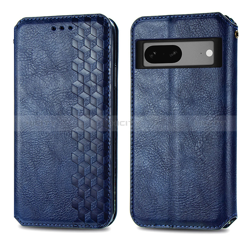 Funda de Cuero Cartera con Soporte Carcasa S01D para Google Pixel 7 5G Azul