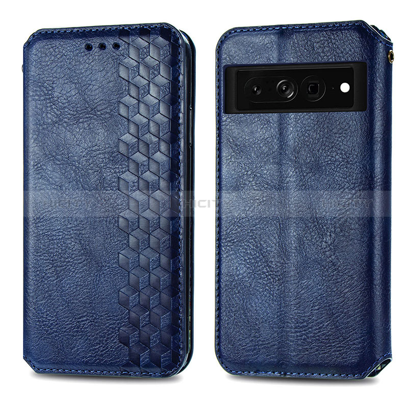 Funda de Cuero Cartera con Soporte Carcasa S01D para Google Pixel 7 Pro 5G Azul