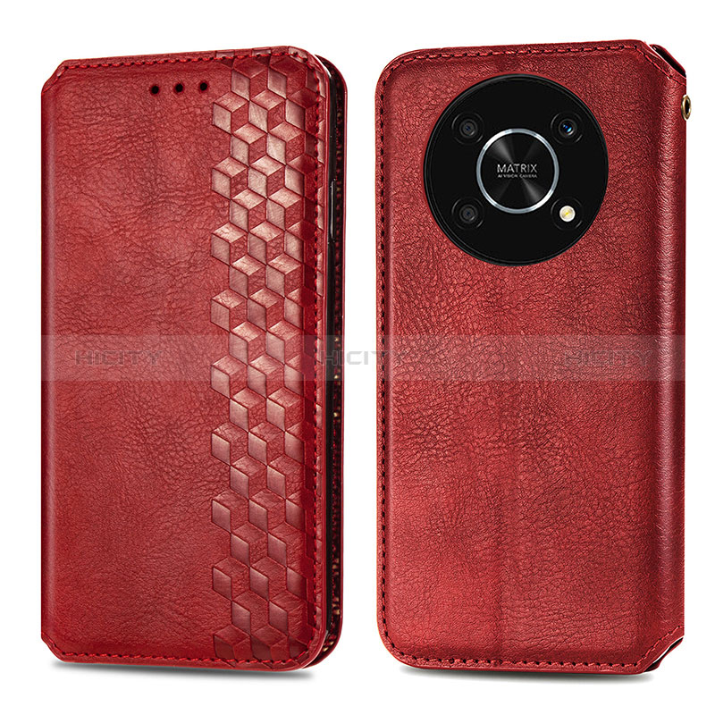 Funda de Cuero Cartera con Soporte Carcasa S01D para Huawei Enjoy 50 Pro Rojo