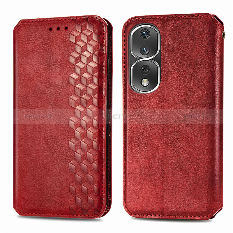 Funda de Cuero Cartera con Soporte Carcasa S01D para Huawei Honor 80 Pro Flat 5G Rojo