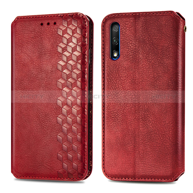 Funda de Cuero Cartera con Soporte Carcasa S01D para Huawei Honor 9X Rojo