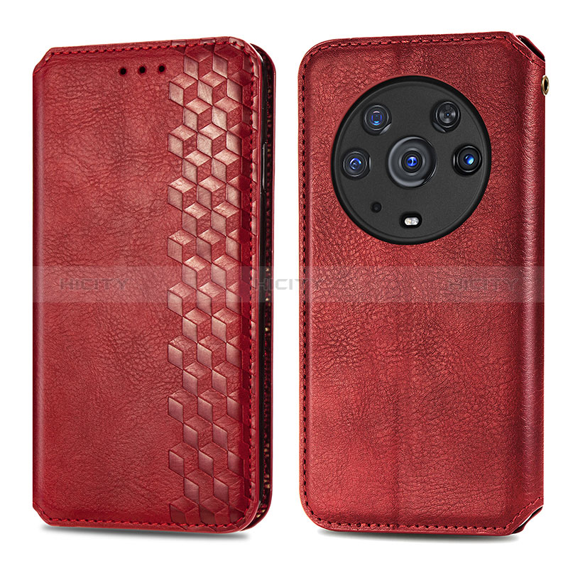 Funda de Cuero Cartera con Soporte Carcasa S01D para Huawei Honor Magic3 Pro 5G Rojo