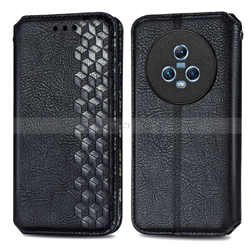 Funda de Cuero Cartera con Soporte Carcasa S01D para Huawei Honor Magic5 5G Negro