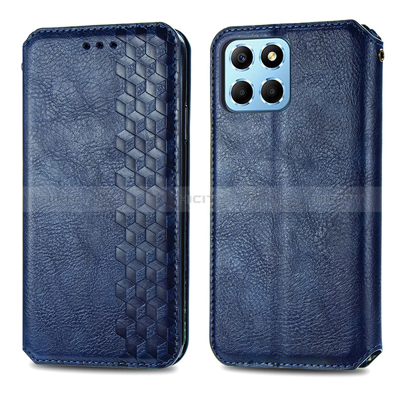 Funda de Cuero Cartera con Soporte Carcasa S01D para Huawei Honor X6 5G Azul