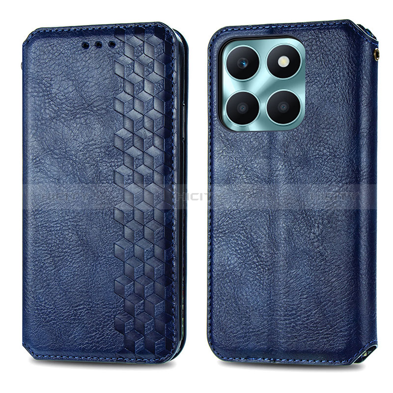 Funda de Cuero Cartera con Soporte Carcasa S01D para Huawei Honor X6a Azul