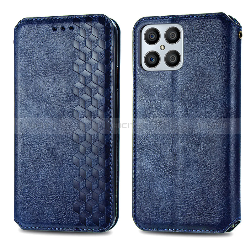 Funda de Cuero Cartera con Soporte Carcasa S01D para Huawei Honor X8 4G Azul