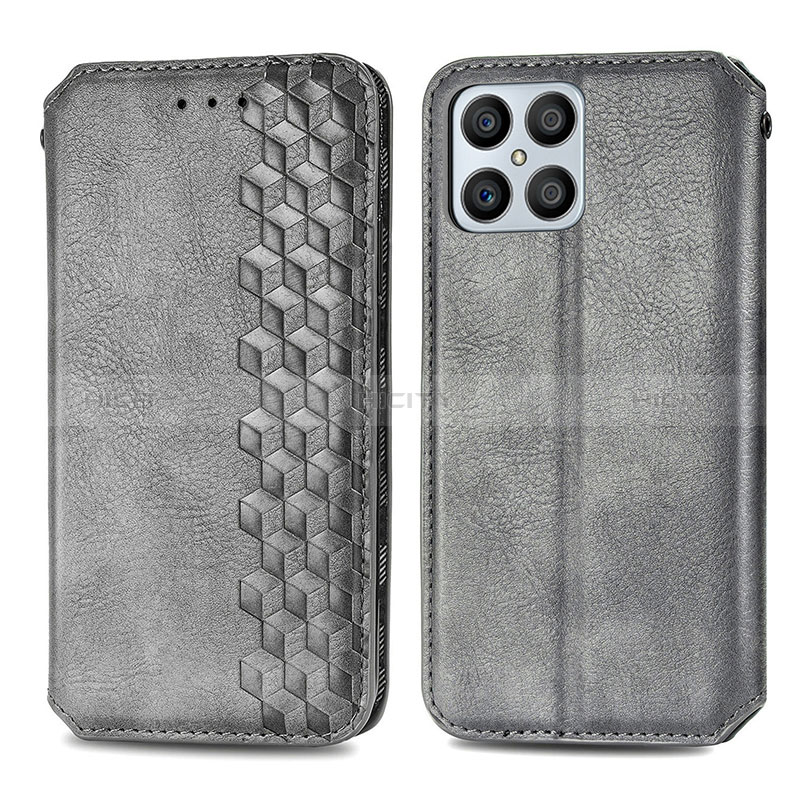 Funda de Cuero Cartera con Soporte Carcasa S01D para Huawei Honor X8 4G Gris