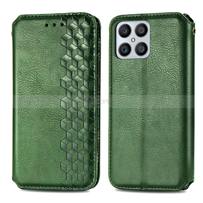 Funda de Cuero Cartera con Soporte Carcasa S01D para Huawei Honor X8 4G Verde