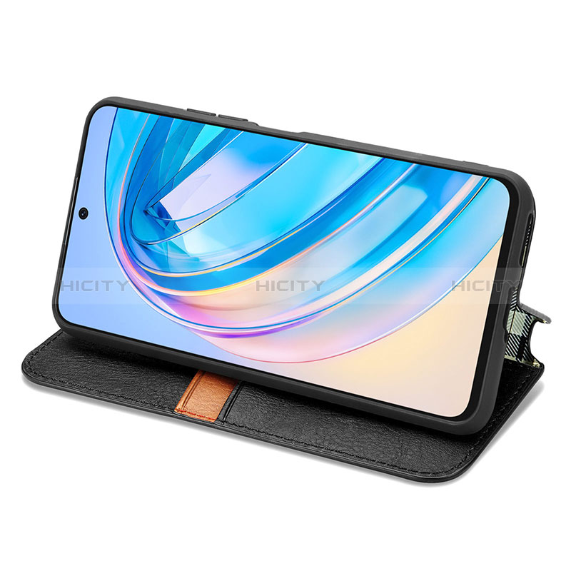 Funda de Cuero Cartera con Soporte Carcasa S01D para Huawei Honor X8a 4G