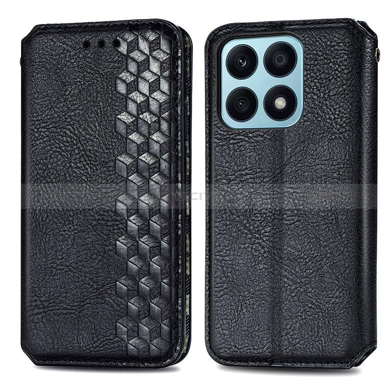 Funda de Cuero Cartera con Soporte Carcasa S01D para Huawei Honor X8a 4G Negro