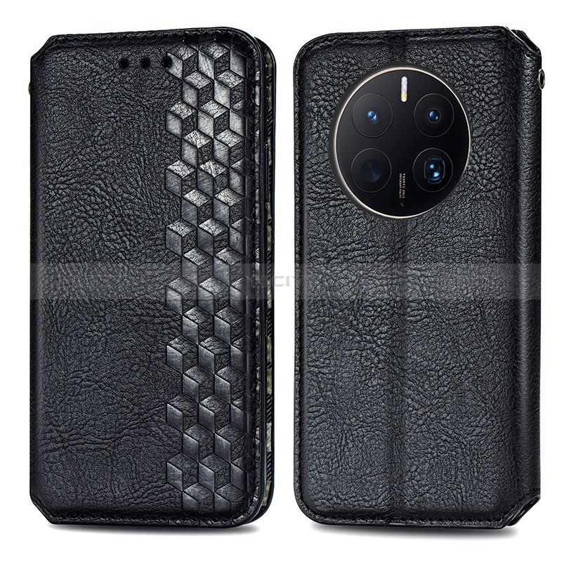 Funda de Cuero Cartera con Soporte Carcasa S01D para Huawei Mate 50 Pro Negro