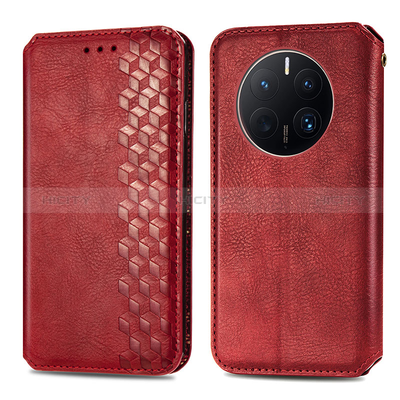 Funda de Cuero Cartera con Soporte Carcasa S01D para Huawei Mate 50 Pro Rojo