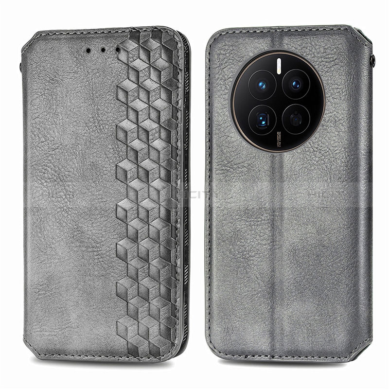 Funda de Cuero Cartera con Soporte Carcasa S01D para Huawei Mate 50E Gris