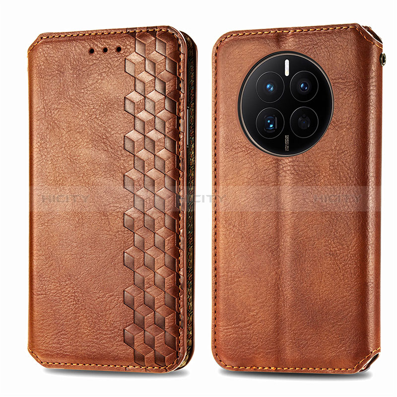 Funda de Cuero Cartera con Soporte Carcasa S01D para Huawei Mate 50E Marron