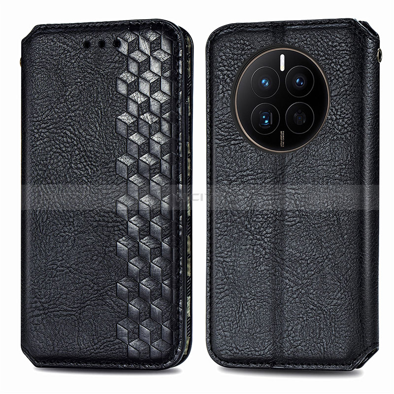 Funda de Cuero Cartera con Soporte Carcasa S01D para Huawei Mate 50E Negro