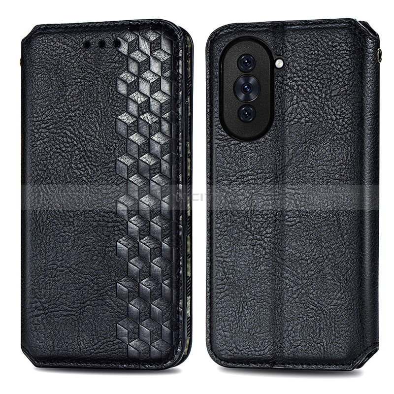 Funda de Cuero Cartera con Soporte Carcasa S01D para Huawei Nova 10 Pro Negro