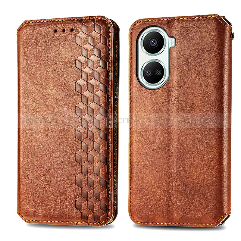 Funda de Cuero Cartera con Soporte Carcasa S01D para Huawei Nova 10 SE Marron