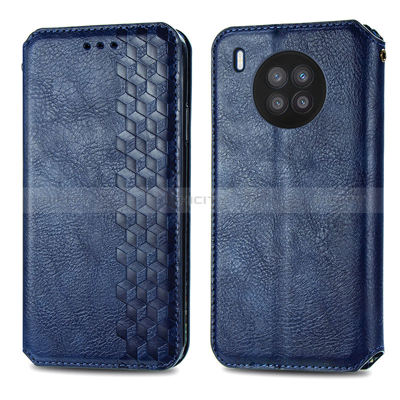 Funda de Cuero Cartera con Soporte Carcasa S01D para Huawei Nova 8i Azul