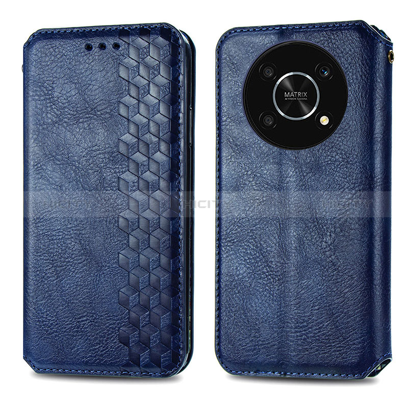 Funda de Cuero Cartera con Soporte Carcasa S01D para Huawei Nova Y90 Azul