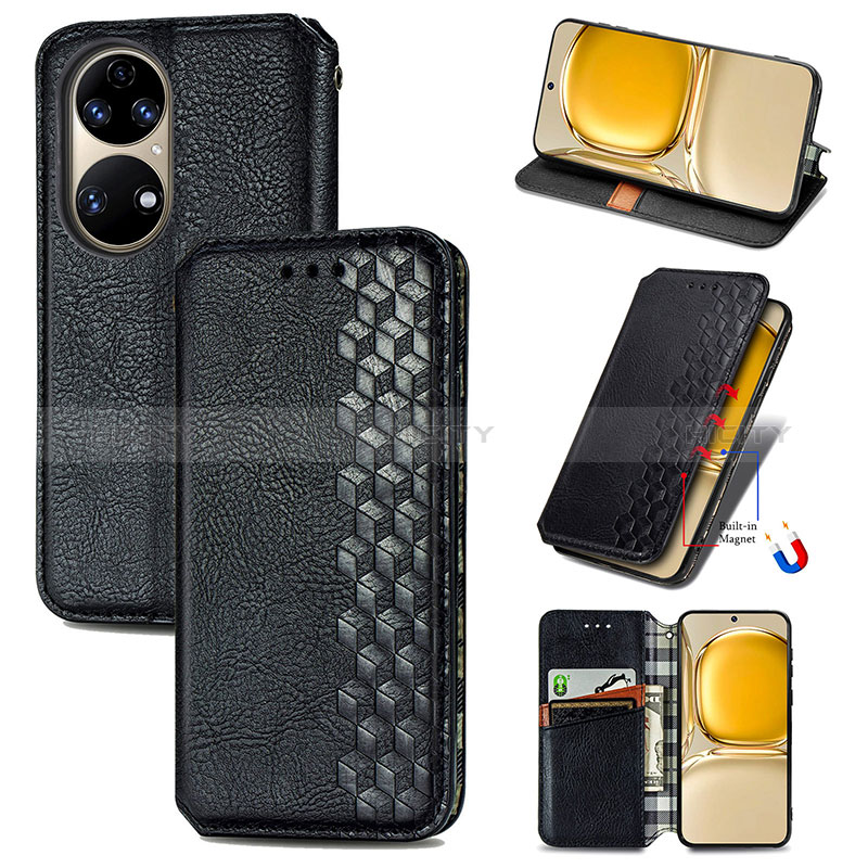 Funda de Cuero Cartera con Soporte Carcasa S01D para Huawei P50e