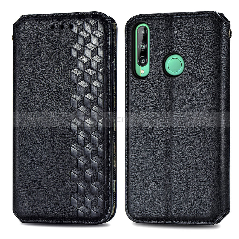 Funda de Cuero Cartera con Soporte Carcasa S01D para Huawei Y7p Negro