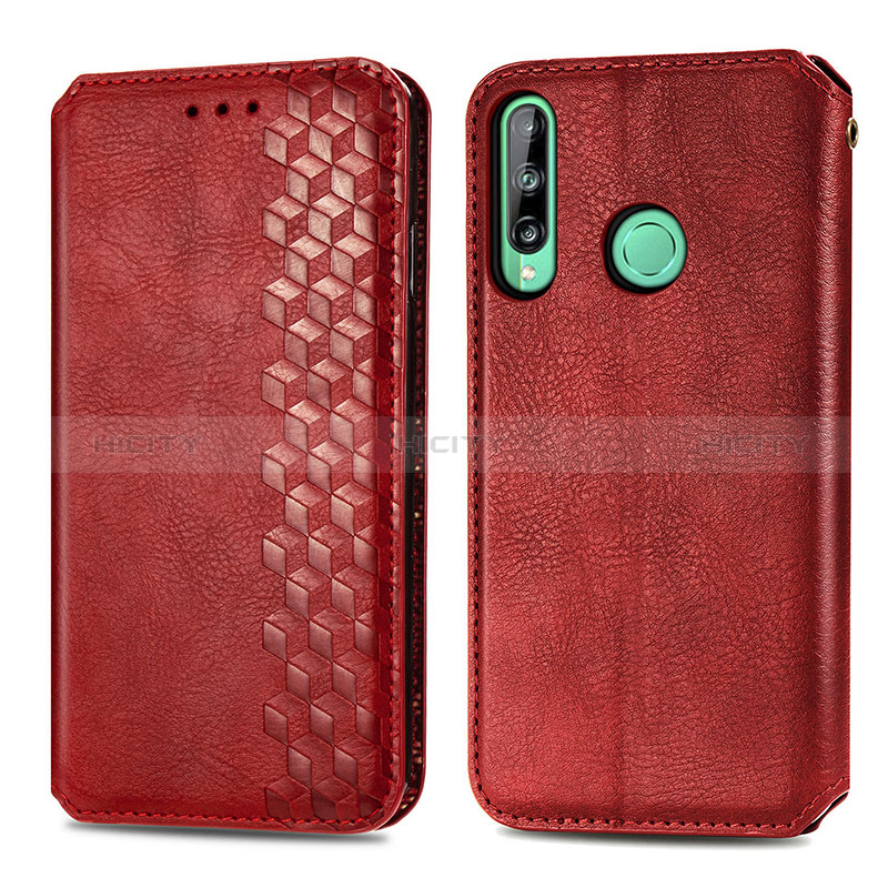 Funda de Cuero Cartera con Soporte Carcasa S01D para Huawei Y7p Rojo