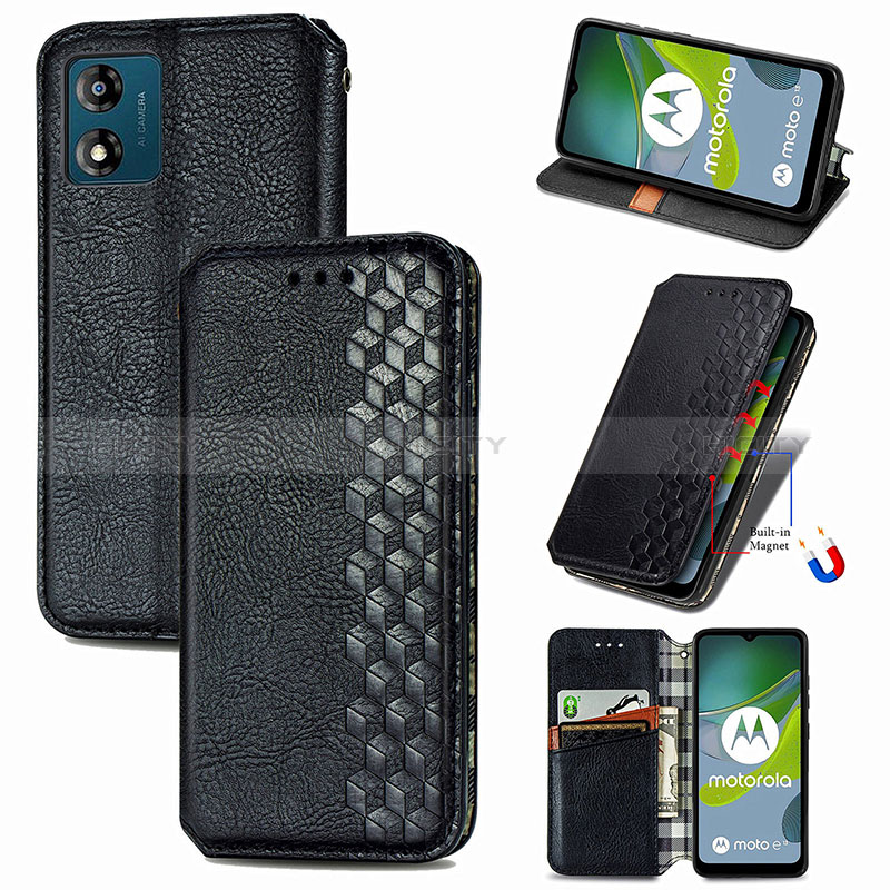 Funda de Cuero Cartera con Soporte Carcasa S01D para Motorola Moto E13