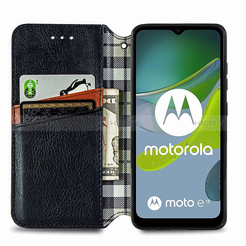 Funda de Cuero Cartera con Soporte Carcasa S01D para Motorola Moto E13