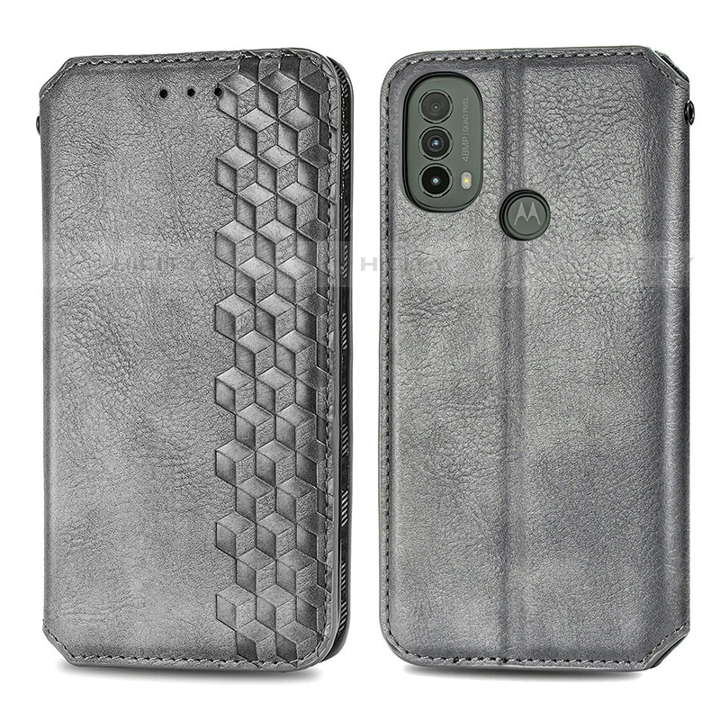 Funda de Cuero Cartera con Soporte Carcasa S01D para Motorola Moto E20 Gris